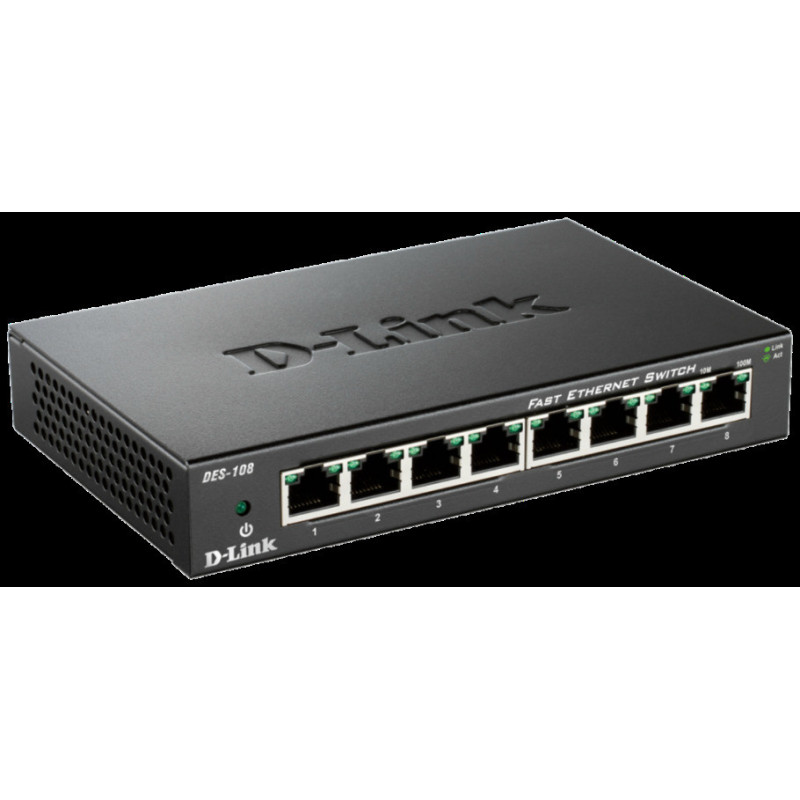 D-Link DES-108 kovový 8-port 10/100 Desktop Switch