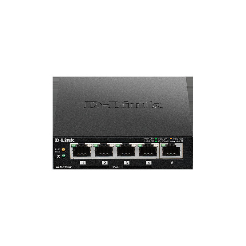 D-Link DES-1005P 5-port 10/100 switch, 4xPoE+,60W