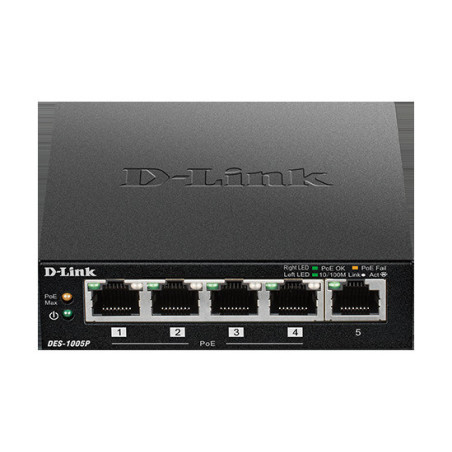 D-Link DES-1005P 5-port 10/100 switch, 4xPoE+,60W