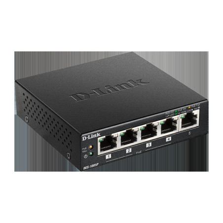 D-Link DES-1005P 5-port 10/100 switch, 4xPoE+,60W
