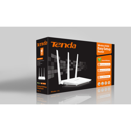 Tenda F3 (F303) WiFi N Router 802.11 b/g/n, 300 Mbps, WISP, Universal Repeater, 3x 5 dBi antény