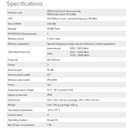 MikroTik RBSXTsqG-5acD, SXTsq 5 ac