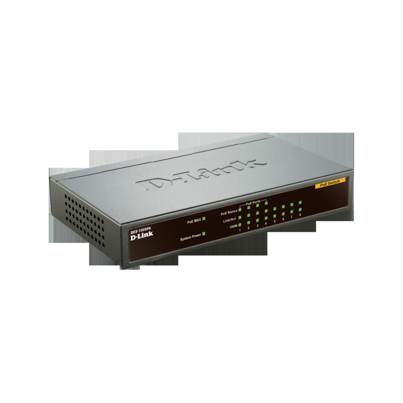 D-Link DES-1008PA 8x10/100 Desktop Switch, 4xPoE