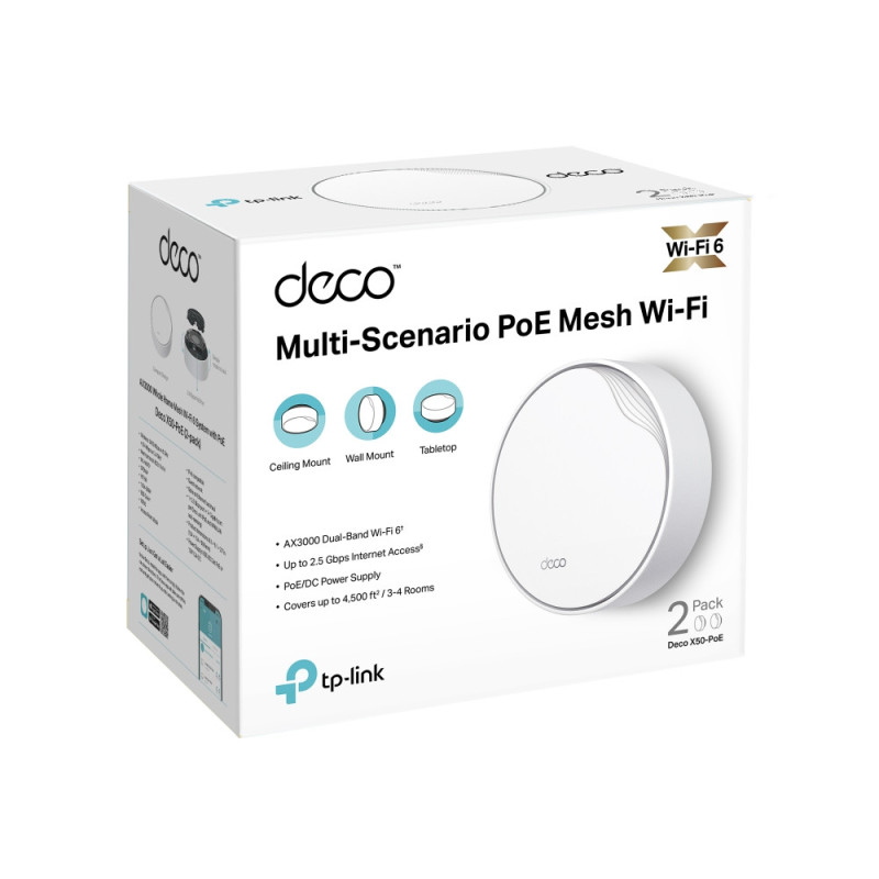 TPLink AX3000 Smart Home WiFi6 systém s POE Deco X50-PoE(2-pack)