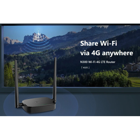 Tenda 4G05 Wi-Fi N300 4G/3G LTE router, 2x WAN/LAN, 1x nanoSIM, IPv6, VPN, LTE Cat.4, CZ App