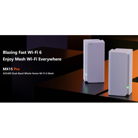 Tenda Nova MX15 Pro (2-pack) WiFi 6 AX5400 Mesh Gigabit systém, 6x GLAN/GWAN, WPA3, VPN, CZ app