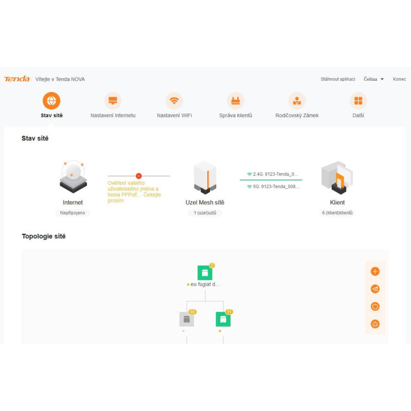 Tenda Nova MX15 Pro (2-pack) WiFi 6 AX5400 Mesh Gigabit systém, 6x GLAN/GWAN, WPA3, VPN, CZ app