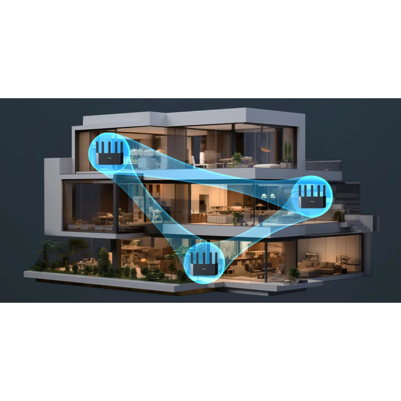 Tenda TX12L Pro AX3000 WiFi 6 Mesh Router, 1x GWAN, 3x GLAN, IPv6, 5x 6dBi, WPA 3, CZ app