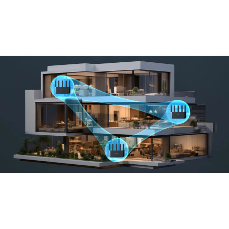 Tenda TX12L Pro AX3000 WiFi 6 Mesh Router, 1x GWAN, 3x GLAN, IPv6, 5x 6dBi, WPA 3, CZ app