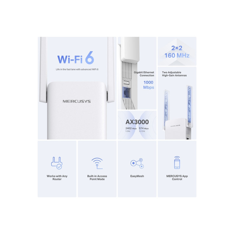 Mercusys ME80X AX1800 Wi-Fi Range Extender