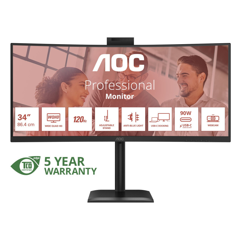 AOC/CU34E4CW/34"/VA/wQHD/120Hz/4ms/Čierna/5R