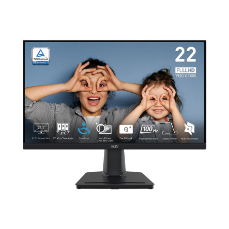 MSI Pro/MP225 E12VL/21,5"/IPS/FHD/100Hz/1ms/Čierna/3R