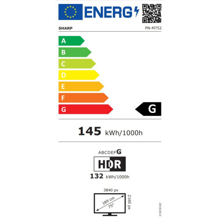 75" LED SHARP M752,3840x2160,IPS,24/7,500cd