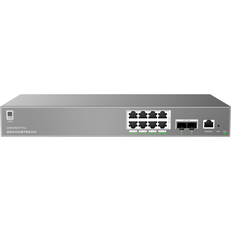 Grandstream GWN7801P Pro L2++, Managed switch, 8x 1Gb RJ45, PoE+, SFP, DHCP, CLI, VLAN