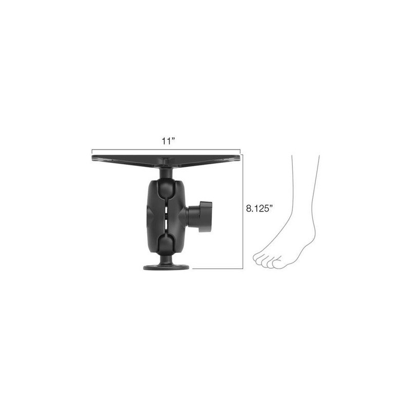 RAM zostava - základňa 11 "x 3" s krátkym ramenom a guľatou základňou 3,68 "s guľovým kĺbom 2,25"
