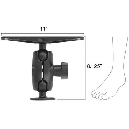 RAM zostava - základňa 11 "x 3" s krátkym ramenom a guľatou základňou 3,68 "s guľovým kĺbom 2,25"
