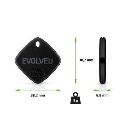 EVOLVEO TrackTag, Bluetooth lokátor s Apple Find My, čierny