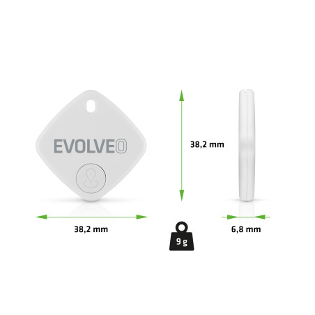 EVOLVEO TrackTag, Bluetooth lokátor s Apple Find My, biely