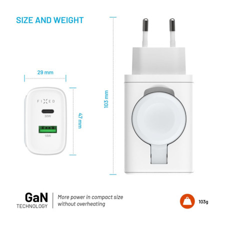 Sieťová nabíjačka FIXED Power Socket, 33W, biela