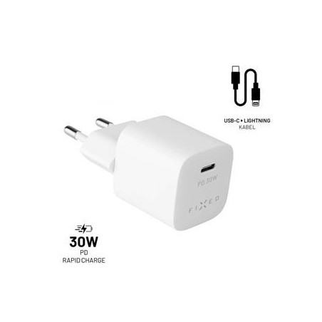 FIXED nab., USB-C, USB-C/Lightning, 1.2m, MFI, 30W