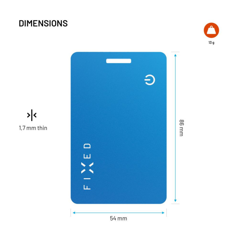 Smart tracker FIXED Tag Card 2,Find My, modrý