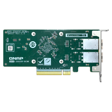QNAP QXG-25G2SF-BCM Dual port na 25GbE Network adaptér; 2 x SFP28; Broadcom 57504 controller