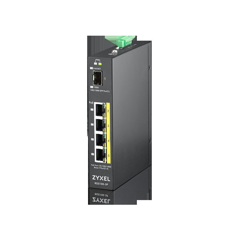 Zyxel 4xGb+1xSFP POE IP30 DIN 120W RGS100-5P
