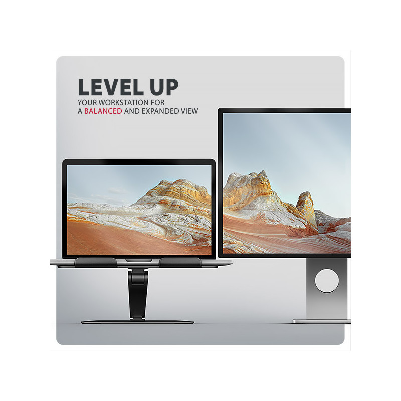 AXAGON STND-LQB, hliníkový HQ stojan pre notebooky 10"-17.3", nastaviteľná výška a uhol, čierny