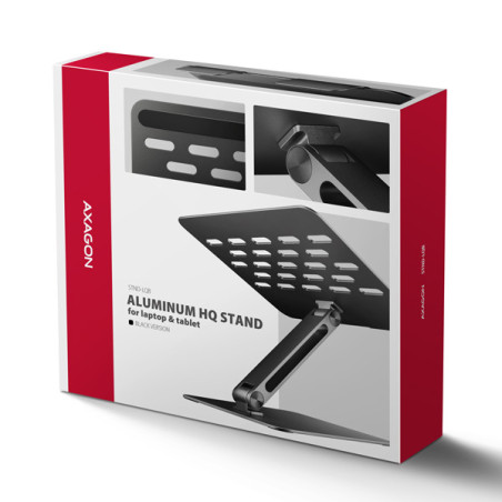 AXAGON STND-LQB, hliníkový HQ stojan pre notebooky 10"-17.3", nastaviteľná výška a uhol, čierny