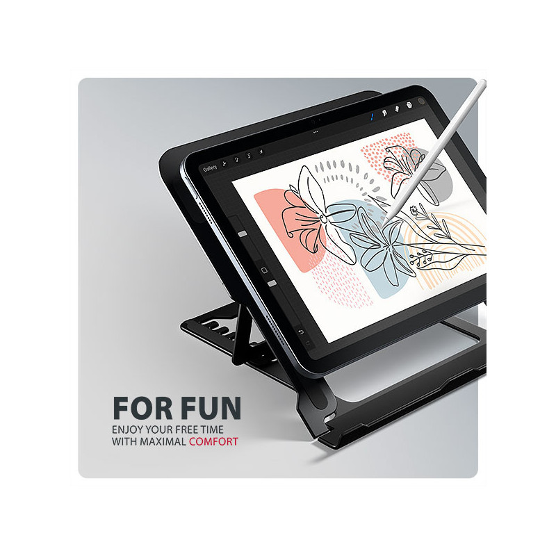 AXAGON STND-LAB, hliníkový stojan pre notebooky 10"-17.3", nastaviteľná výška, čierny
