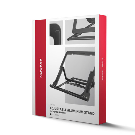 AXAGON STND-LAB, hliníkový stojan pre notebooky 10"-17.3", nastaviteľná výška, čierny