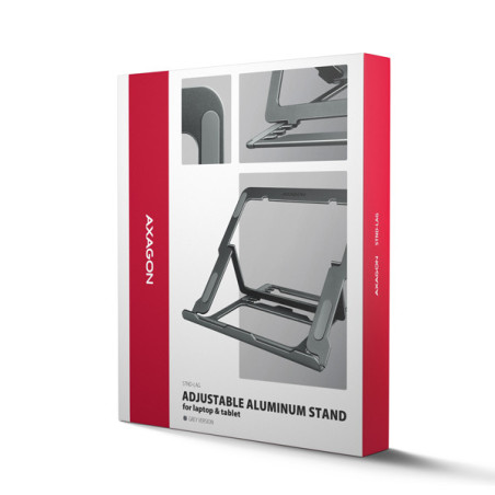 AXAGON STND-LAG, hliníkový stojan pre notebooky 10"-17.3", nastaviteľná výška, sivý