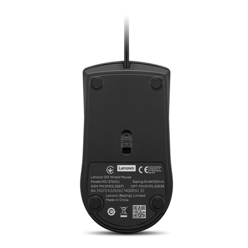 Lenovo 120/Kancelárska/Optická/1 600 DPI/Drôtové USB-A/Čierna