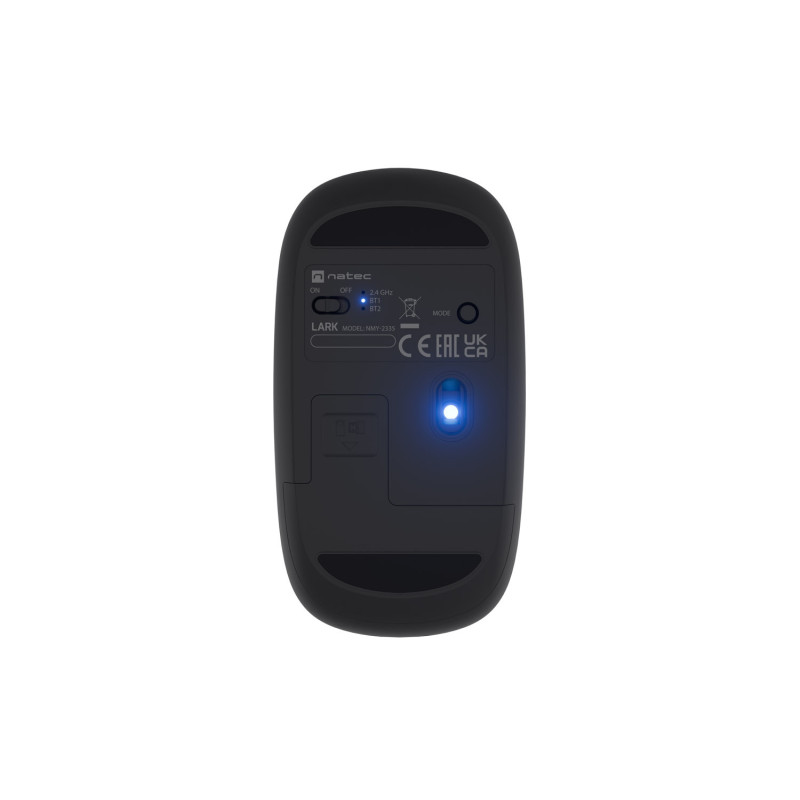 Myš bezdrôtová Natec LARK/Kancelárska/Blue Track/4 000 DPI/USB+BT/Čierna