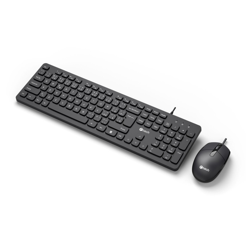 Klávesnice C-TECH KBM-105, drátový combo set s myší, USB, CZ/SK