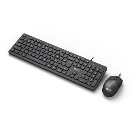 Klávesnice C-TECH KBM-105, drátový combo set s myší, USB, CZ/SK