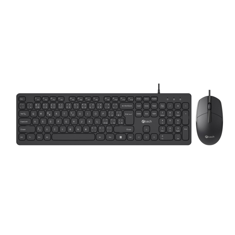 Klávesnice C-TECH KBM-105, drátový combo set s myší, USB, CZ/SK
