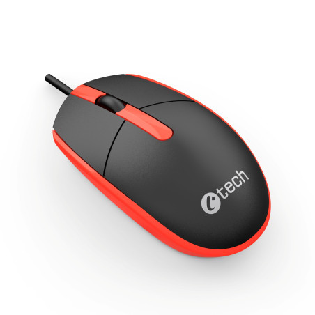 Myš C-TECH WM-10, čiernočervená, USB
