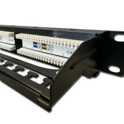 DATACOM Patch panel 19" UTP 24 port CAT5E DUAL 1U BK (4x6p) vyväzovacia lišta