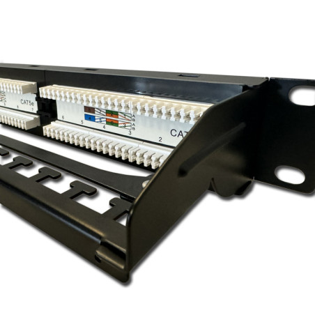 DATACOM Patch panel 19" UTP 24 port CAT5E DUAL 1U BK (4x6p) vyväzovacia lišta