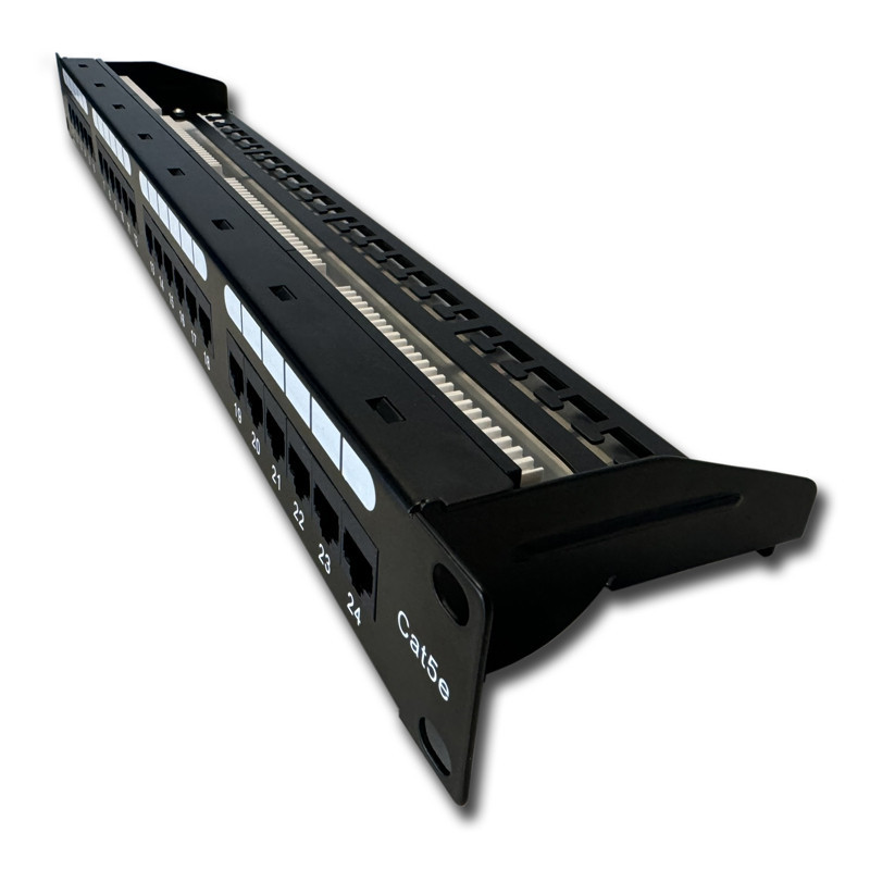 DATACOM Patch panel 19" UTP 24 port CAT5E DUAL 1U BK (4x6p) vyväzovacia lišta