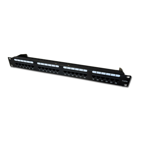 DATACOM Patch panel 19" UTP 24 port CAT5E DUAL 1U BK (4x6p) vyväzovacia lišta
