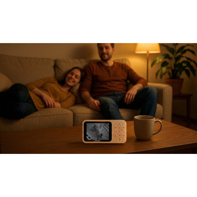 EVOLVEO Baby Monitor N35, detská pestúnka s kamerou, VOX, teplomer, nočné videnie, RGB svetlo, Ružová