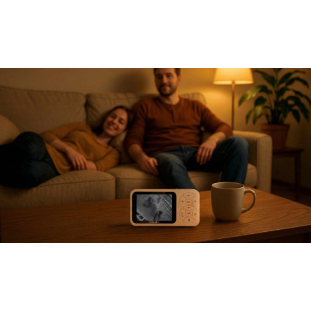 EVOLVEO Baby Monitor N35, detská pestúnka s kamerou, VOX, teplomer, nočné videnie, RGB svetlo, Ružová