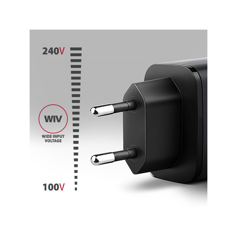 AXAGON ACU-PQ67D, GaN nabíjačka do siete 67W, výstup USB-A+USB-C, PD3.0/PPS/QC4+/SFC2.0/Apple, LCD