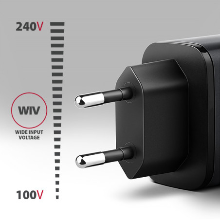 AXAGON ACU-PQ67D, GaN nabíjačka do siete 67W, výstup USB-A+USB-C, PD3.0/PPS/QC4+/SFC2.0/Apple, LCD