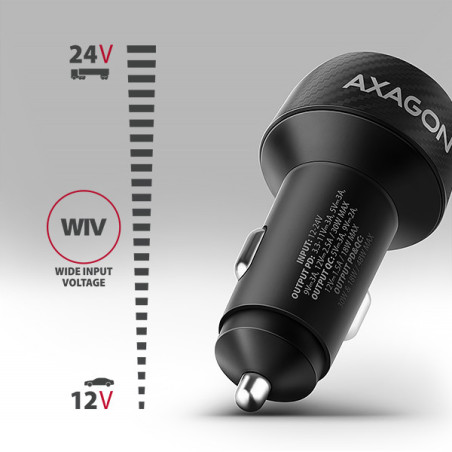 AXAGON PWC-PQ48, nabíjačka do auta 48W, výstup USB-A+USB-C, PD3.0/PPS/QC4+/SFC/Apple