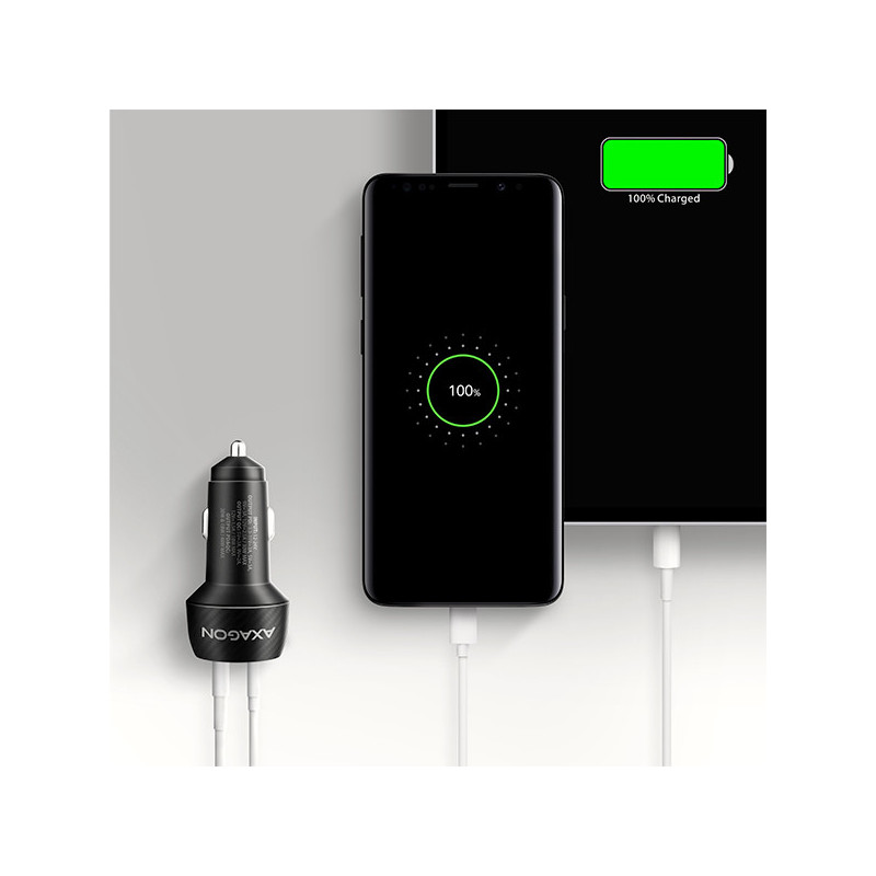 AXAGON PWC-PQ48, nabíjačka do auta 48W, výstup USB-A+USB-C, PD3.0/PPS/QC4+/SFC/Apple