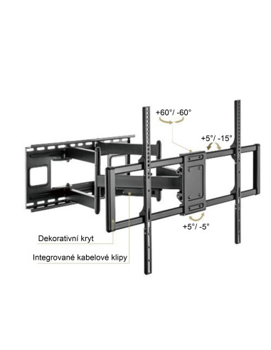 Výsuvný držiak Brateck LPA77-696 pre TV 60"-120" 120kg polohovateľný nástenný Heavy Duty