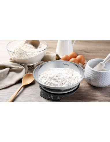Salente Rimare, kuchynská váha, 5 kg, nerezová misa, čierna/nerez